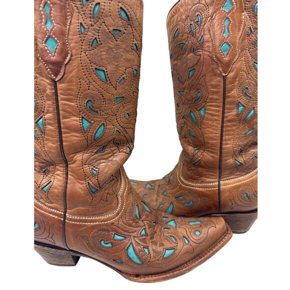 💥Brown and Blue Western Boots - Picture 4 of 13